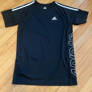 adidas Black Tee with White Logo & Stripes